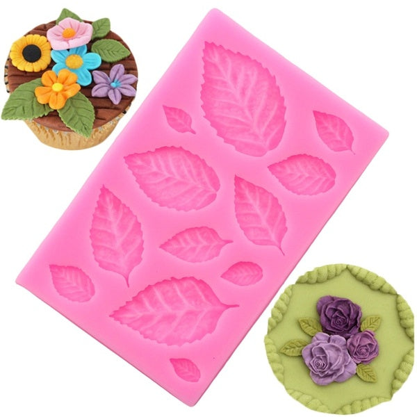 KUXSE Sugarcraft Leaves Silicone Mold Fondant Cake Decorating Tool Candy Chocolate mold Flower Making Gumpaste Rose Leaf Molds