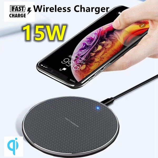 Qi Wireless Charger Pad 15W - 10W Dock de charge rapide pour iPhone Samsung Huawei Xiaomi