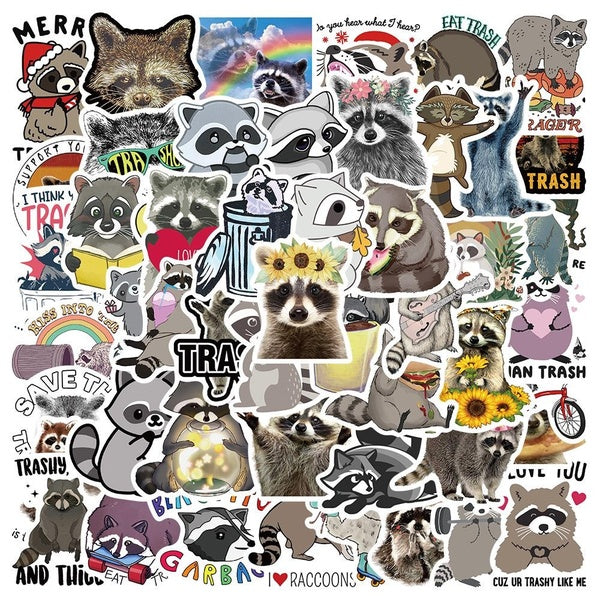 10-50pcs New cartoon raccoon stickers waterproof DIY graffiti stickers for laptop luggage Skateboard Motorcycle Bicycle Sticker