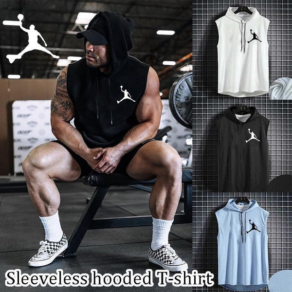 Men Hooded Sleeveless Shirt Summer Bodybuilding Gym Tank Top Man Fashion Hip Pop Vest Fitness Singlets Sweatshirt Male Clothing