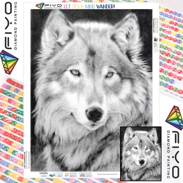 FIYO Wolf DIY 5D Diamond Painting Full Drill with Number Kits Maison et Cuisine Mode Mosaïque Diamant Peinture Toile Décoration Murale Cadeau Artisan