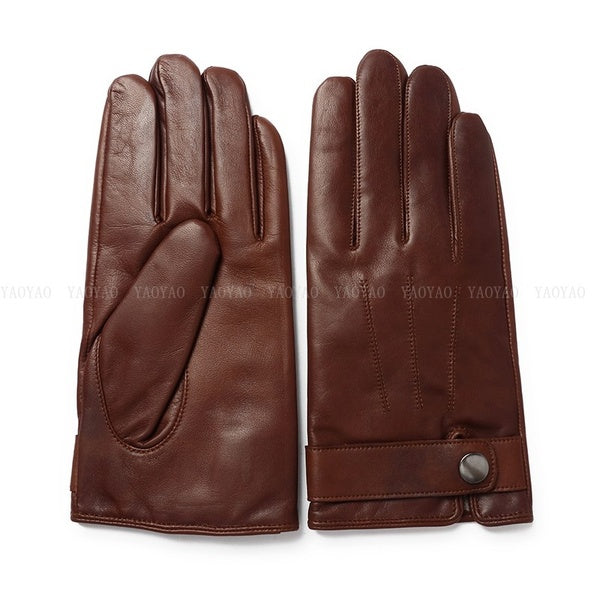 Men Winter Warm Genuine Leather Wool Gloves Male Crafted Lined Thicken Hot WindProof Riding Mittens