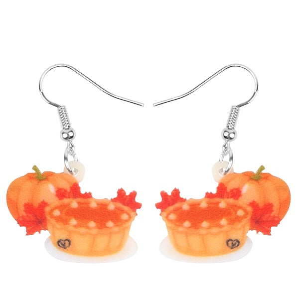 Acrylic Thanksgiving Pumpkin Pie Earrings Drop Dangle Festival Decoration Accessory Jewelry For Women Girls Teens Party Charms Gift