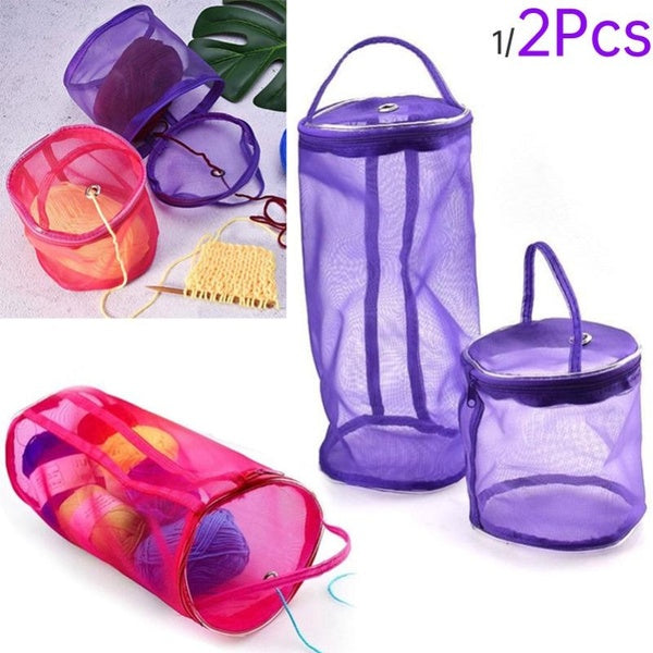 1-2PCS Knitting Bag Organizer Yarn Storage Mesh Bag Tote Storage Case 2 Sizes Optional for Crocheting Hook Knitting Needles Sewing Accessories