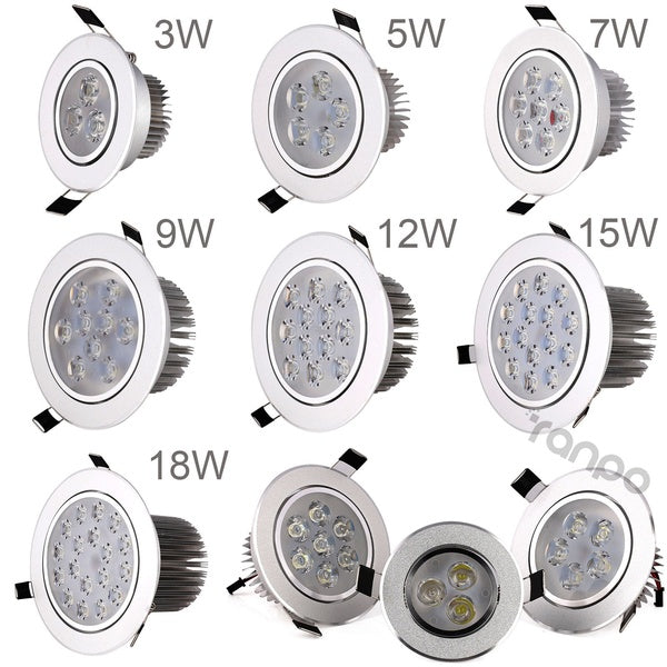 Ranpo 3W 5W 7W 9W 12W 15W 18W Dimmable LED Recessed Ceiling Light Downlight Lamp 85-265V 110V 220V