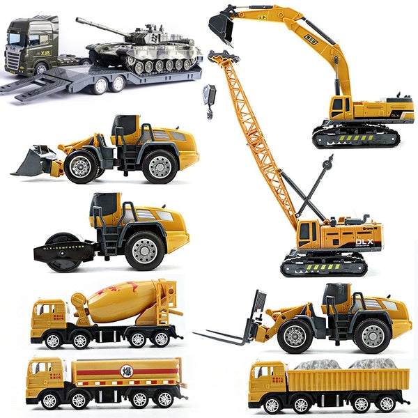 Engineer Truck Excavator Bulldozer Crane Cars Toys Simulation Vehicles Gifts for Boy Size 14*8*17cm 16 Models
