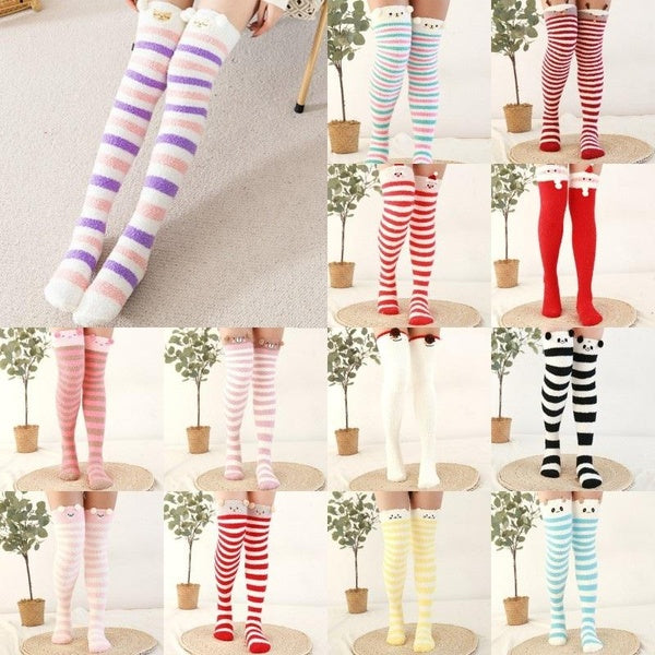 Autumn Winter Coral Cotton Knee High Socks Womens Long Socks Girls Sleeping Socks -Cute Animal Pattern Causal-Christmas Stockings Leg Warmer