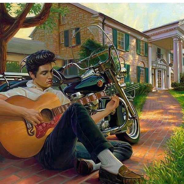 Full Drill Diamond King of Rock Elvis Photo Drill Mosaic Photo 5D DIY Diamond Painting 3D Cross Stitch Kits Home Embroidery Diamond Decor for Gifts