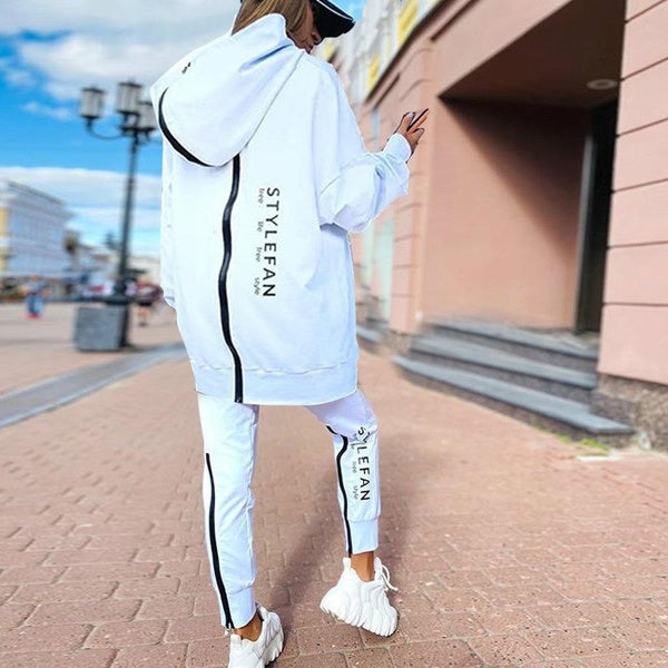 Y2k Clothes Women Letter Printed Hoodie Sets Tracksuit Oversized Suit Autumn Female Korean Pullover Pants Suits