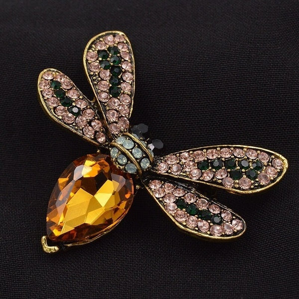 Rhinestone Vintage Bee Brooch Large Insect Pin Brooches For Women Autumn Winter Gift