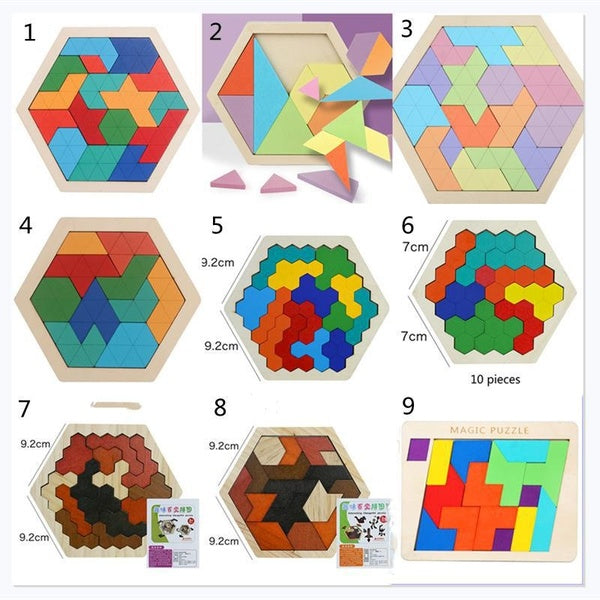 9 types de puzzles en bois massif pour le développement intellectuel des enfants de 3 à 6 ans