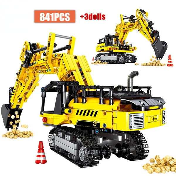 Excavator Truck Technical Building Construction Blocks City Engineering Cars Mechanical Bricks Toys Gifts for Children Boy