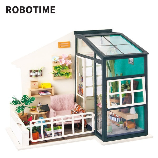Robotime Wooden Dollhouse with Furniture & Light DIY Miniature House Perfect Gift for Boys and Girls