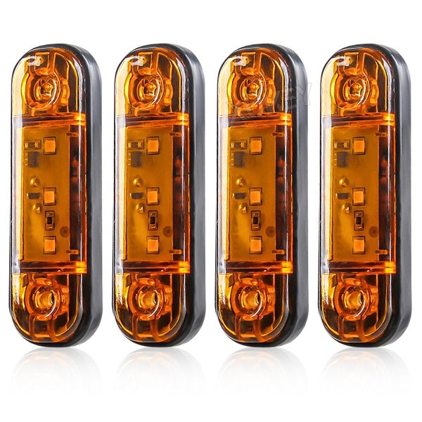 4pcs 3LED Oval Amber Orange Truck Side Marker Light 12-24V Signal Lamp Assembly Lighting Trailer Tractor Lorry Warning Clearance