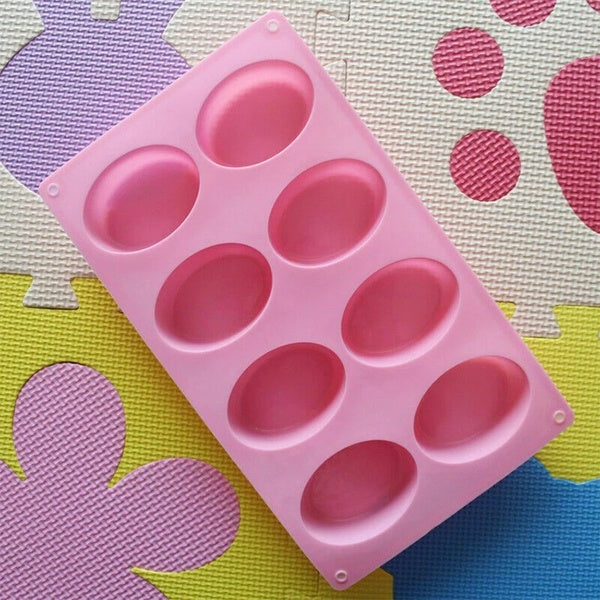 8-Cavity Oval Shape Soap Mold Silicone Chocolate Cake Cookie DIY Fondant Mould New []