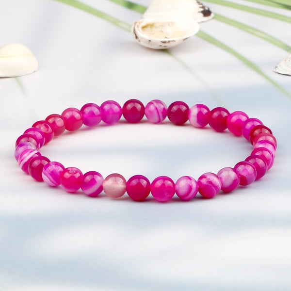 Natural Striped Agates Onyx 6mm Stone Beads Bracelet Yoga Healing Balance Bracelets Bangles For Women Men Handmade Charm Jewelry