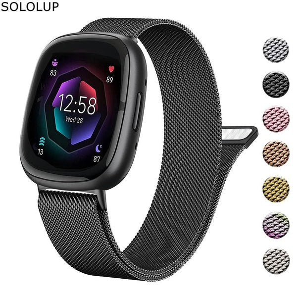 SOLOLUP Magnetic Metal Band for Fitbit Versa 4 3 2 Band Sense-Lite,Stainless Steel Watchband Strap Bracelet Belt Accessories for Fitbit Versa （1 PCS Matron Inn