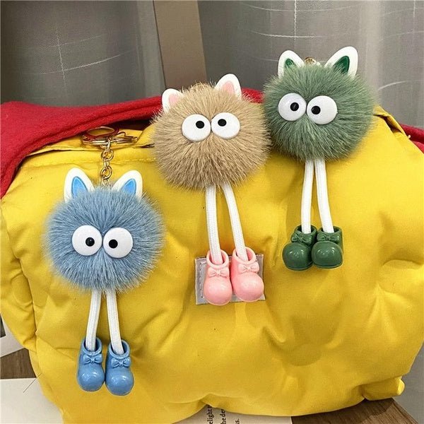 Cute cartoon long leg key chain pendant Plush doll doll doll Small coal ball bag pendant Fashion versatile accessories Matron Inn