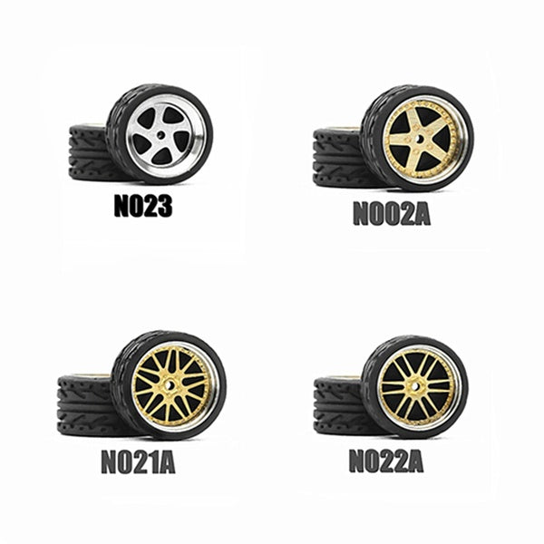 Model Tire Modification Parts 1:64 Alloy Car Model Universal Modified Metal Wheel Rubber Tire Accessories