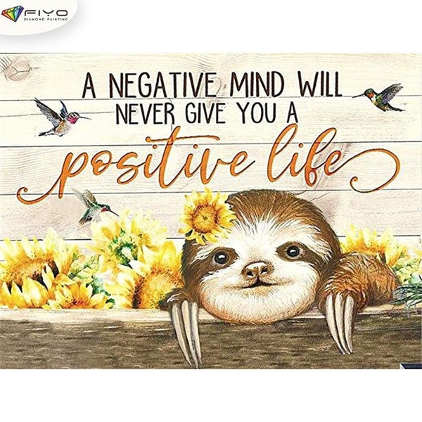 Sunflowers and Sloths DIY 5D Diamond Painting Full Drill with Number Kits Home and Kitchen Fashion Mosaic Diamond Painting Canvas Wall Decoration Gif