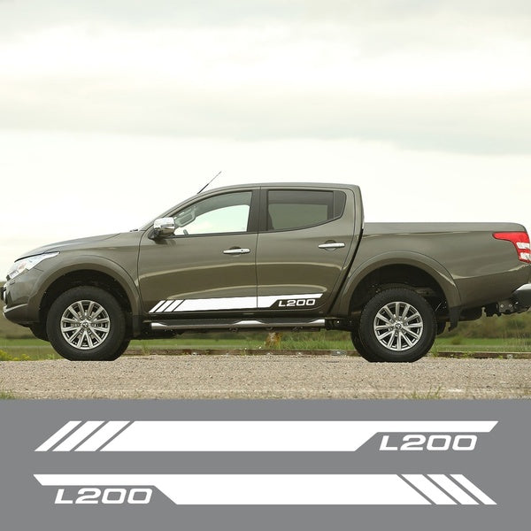 2PCS Car Side Body Stickers For Mitsubishi L200 2011-2019 Off Road Pickup Car Skirt Stripe Decals DIY Auto Tuning Accessories