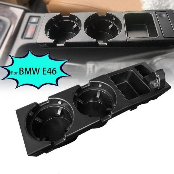For BMW E46 Center Console Storage Box Coin + Cup Holders Convertible Coupe Compact Sedan Touring 1999-2006 51168217957 Black