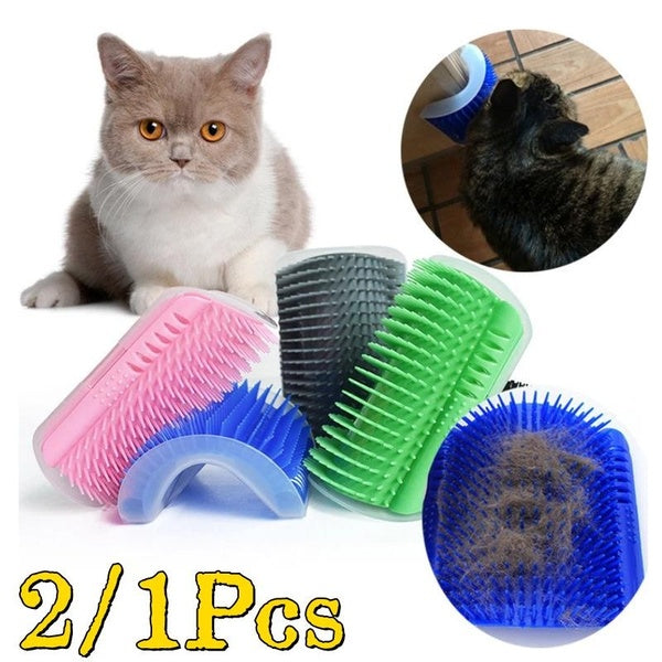 1-2PCS Pet Cat Self Groomer Brush Wall Corner Grooming Massage Comb Cat Toy With Catnip Cat Face Scratcher for Kitten Puppy Cat Accessories