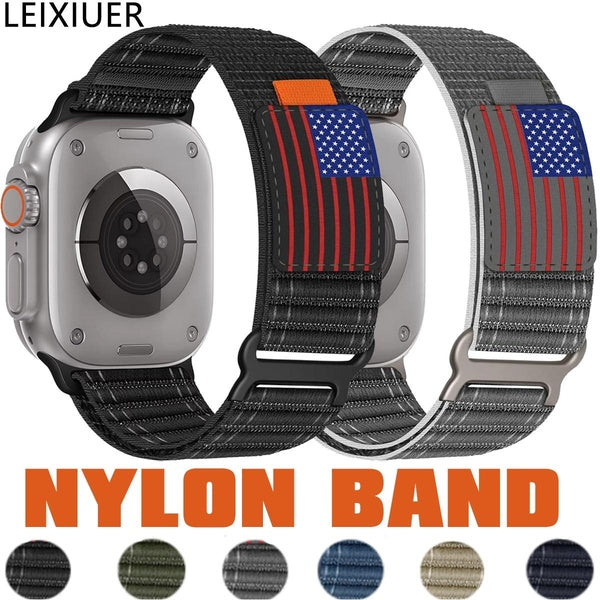 LEIXIUER Nylon Band for Smart Watch Ultra 2-Ultra 10 46mm 9 8 7 49mm 45mm 41mm 44mm 40mm 42mm 38mm for Smartwatch Series 6 SE 5 4 3 2 1,Sport Men Ba