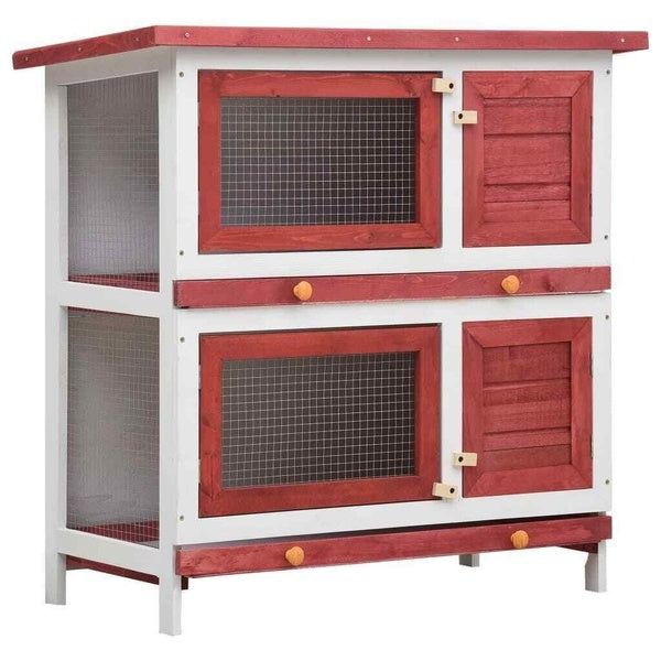 Two-tier Wooden Rabbit Hutch Cage Chicken Coop House Hen Pet Animal Backyard Run With 2 Trays 90 x 45 x 90 cm