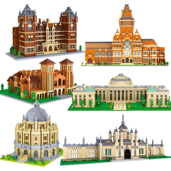 Lezi Mini Blocks School Architecture Adult Assembling Building Bricks Toys for Kids Present Educational Gifts University Model America Britain Colleg