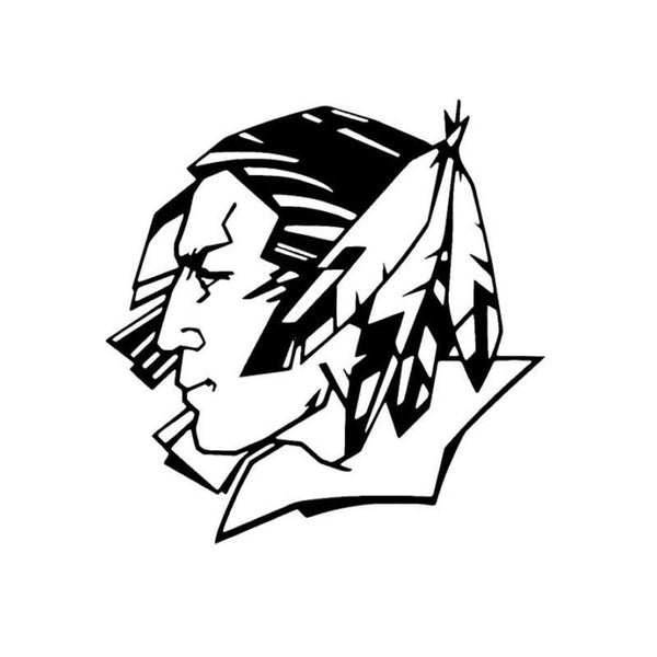 16*16.1CM Cartoon Fighting Sioux With FEATHER Decals Vinyl Car Stickers Black-Silver S8-1562