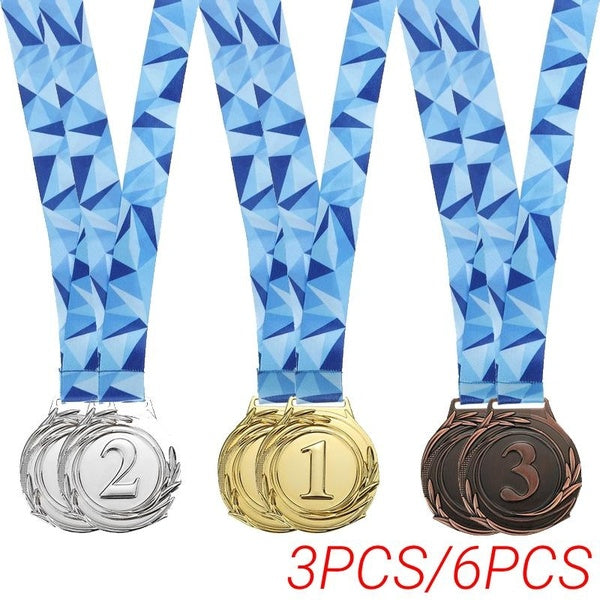 3pcs-6pcs Gold Silver Bronze Award Medals Winner Award Medals Olympic Style Medals with Ribbon for Competitions, Party Favors Matron Inn