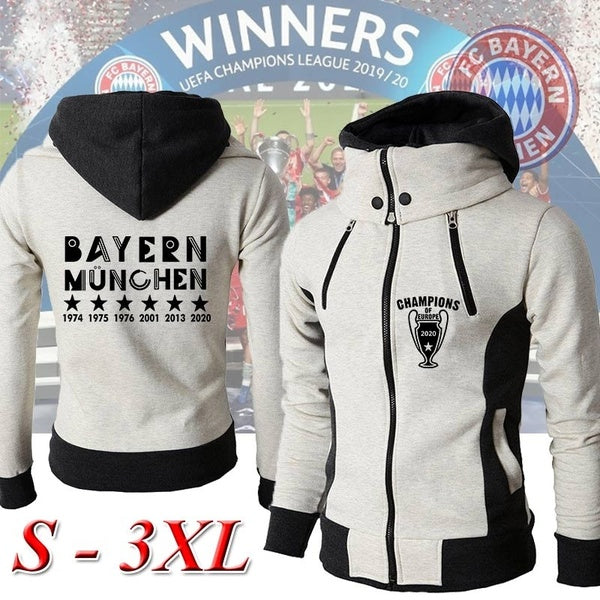 2021 Men's Football The European Champions High Collar Winter Jacket Casual Soccer Zipper Hooded Hoodie