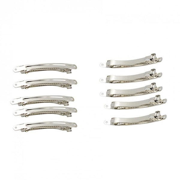10pcs pinces à cheveux de style français argenté barrettes de poignée de cheveux arcs bricolage artisanat 8cm