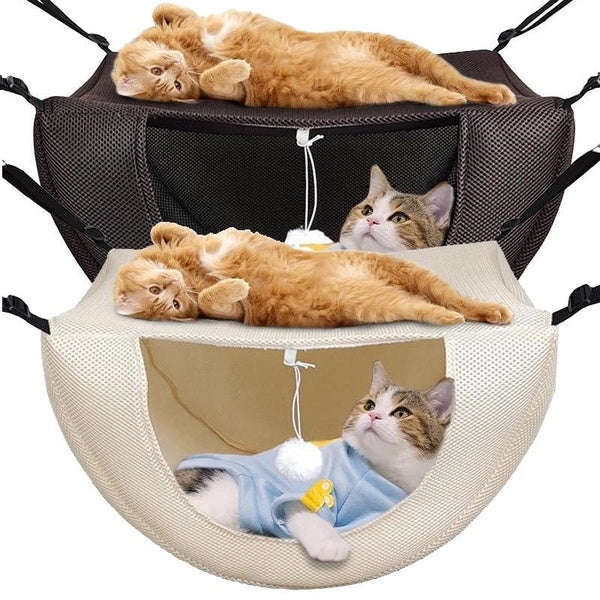 Adjustable Cat Cage Hammock, Summer Breathable Pet Hammocks With Ball Double Layer Hanging Soft Pet Sleeping Bed For Kittens Cats, Pet Supplies
