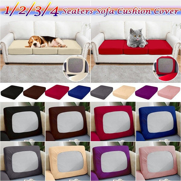 1-2-3 Seater Stretch Sofa Seat Cushion Cover Stretch Couch Cover for Living Room Removable Solid Color Elastic Sofa Cover Furniture Protector
