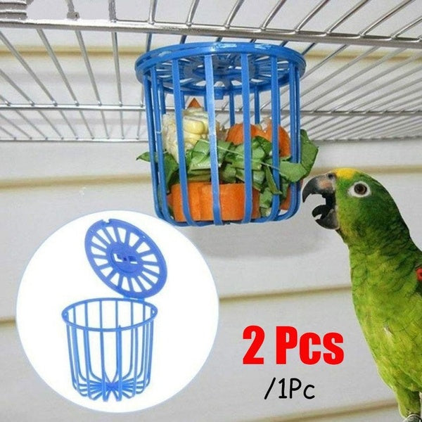 1-2 Pcs Cute Bird Parrot Feeder Cage Fruit Vegetable Holder Cage Accessories Hanging Basket Container Toys Pet Bird Supplies