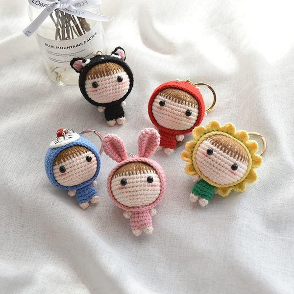Mini doll diy knitting crochet doll knitting key chain pendant doll personalized gift
