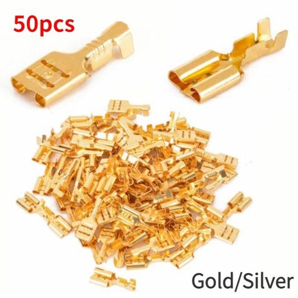 50Pcs 2.8mm 4.8mm 6.3mm Plug Spring Female Spade Cold Crimp Terminals Connector Car Speaker Electrical Wire Connectors