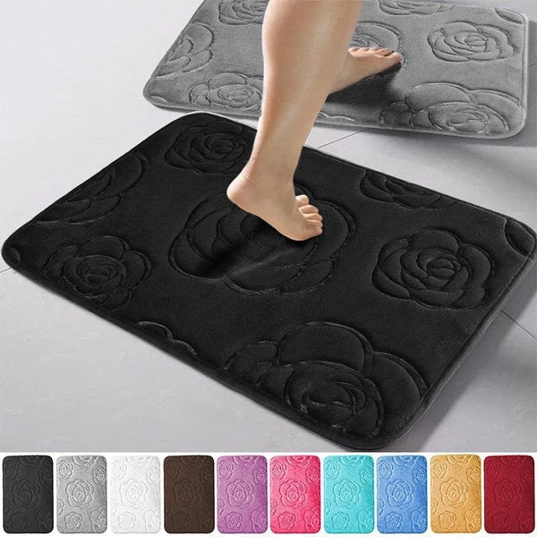 Bath Mat for Bathroom Rug Non Slip Memory Foam Bath Carpet Velvet Thick Soft and Comfortable Water Absorbent Machine Washable Easier To Dry Floor Rug