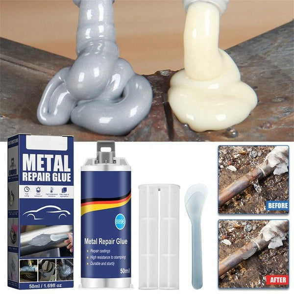 50ml Metal Repair Paste Adhesive Glue Industrial Heat Resistance Cold Weld Auto Radiator Water Tank Leakage Plugging Welding Glue 1-2pcs