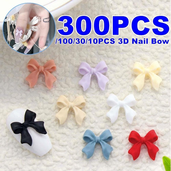 300-100-30-10pcs Nail Art Colorful Bow 3D Nail Bow DIY Nail Art Decoration Accessories