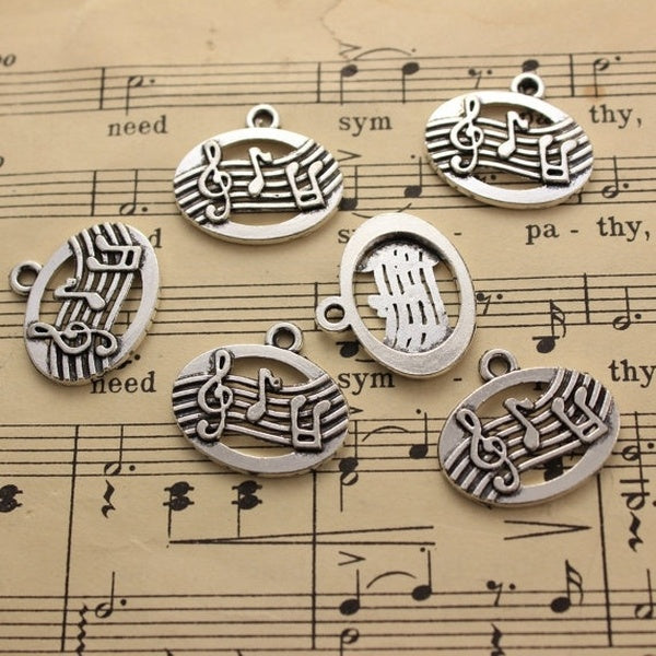 High quality 10 Music Note Charms Music Note Pendant Antiqued Silver Tone 14x 20 mm, Making DIY Handmade Accessories Craft Making Or Jewelry Decorati