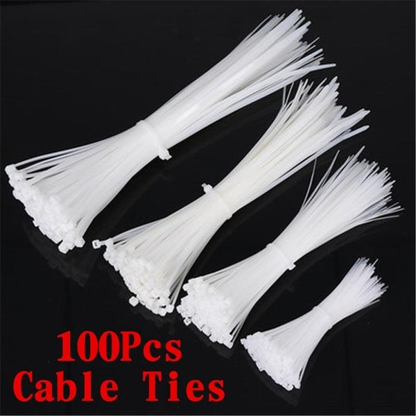 100pcs Self-Locking Plastic Nylon Cable Ties White Cable Ties Fastening RingCable TiesZip TiesWrapsZip Wraps with Nylon Cable Ties