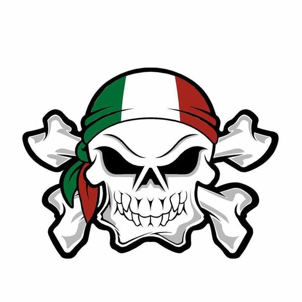 17CM*12.5CM Italy Flag Skull Car Sticker Reflcetive Bike Decal 6-0269