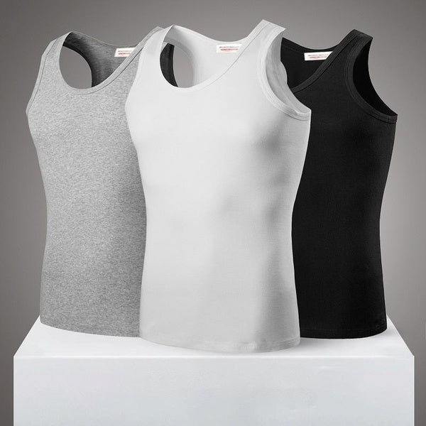 3 Colors Men Tank Top White-black-grey 100% Cotton A-Shirt Undershirt Ribbed Size:M-3XL