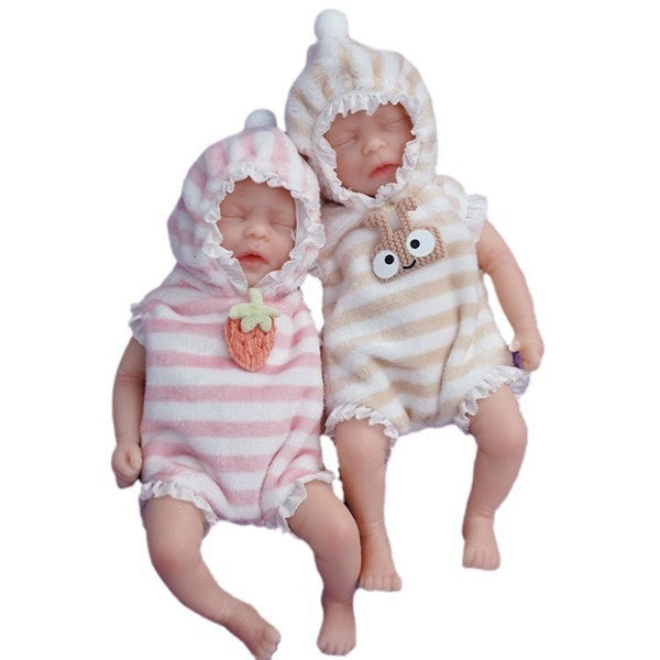 6 Inch Reborn Baby Dolls Mini Twin Silicone Baby Dolls with Clothes and Feeding Accessories