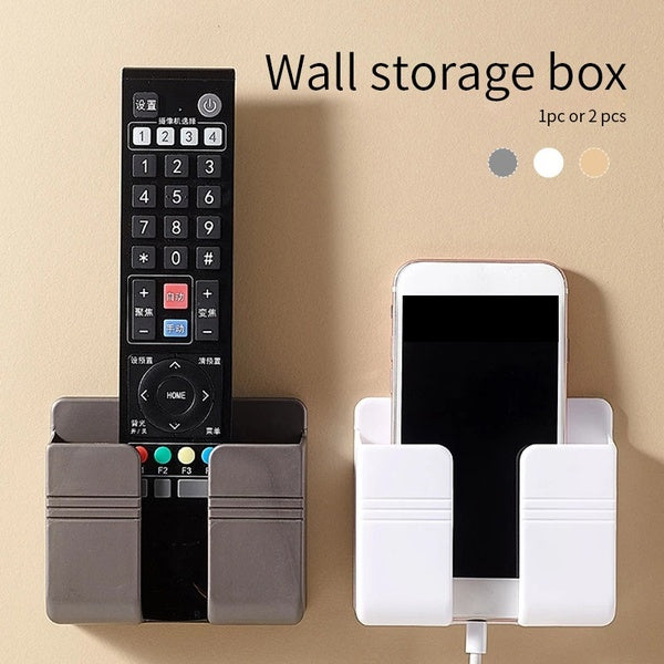 1-2 pièces sans poinçon mural organisateur boîte de rangement télécommande montée prise de téléphone portable support mural charge crochet multifonct