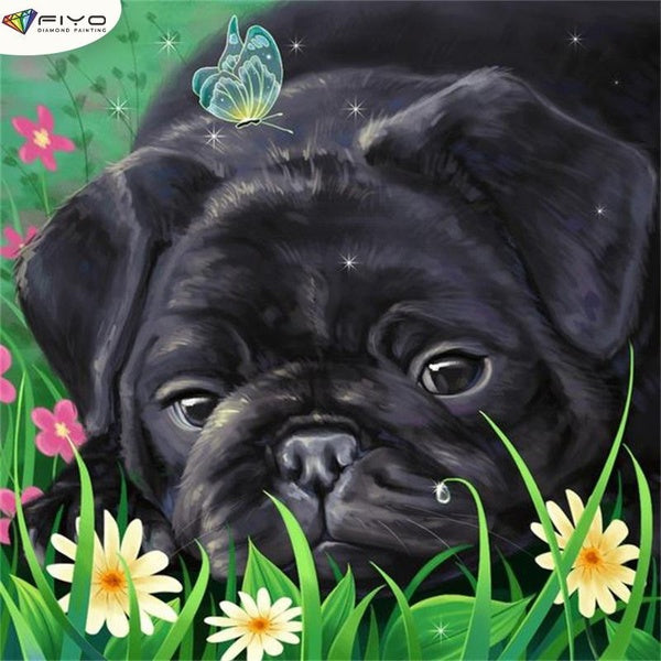 Dog DIY 5D Diamond Painting Full Drill with Number Kits Home and Kitchen Fashion Mosaic Diamond Painting Canvas Wall Decoration Gift Crafts for Adult