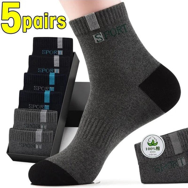 5Pairs Men Cotton Socks Autumn Winter Men Socks Breathable Cotton Sports Socks Breathable Business Socks Size EU39-45